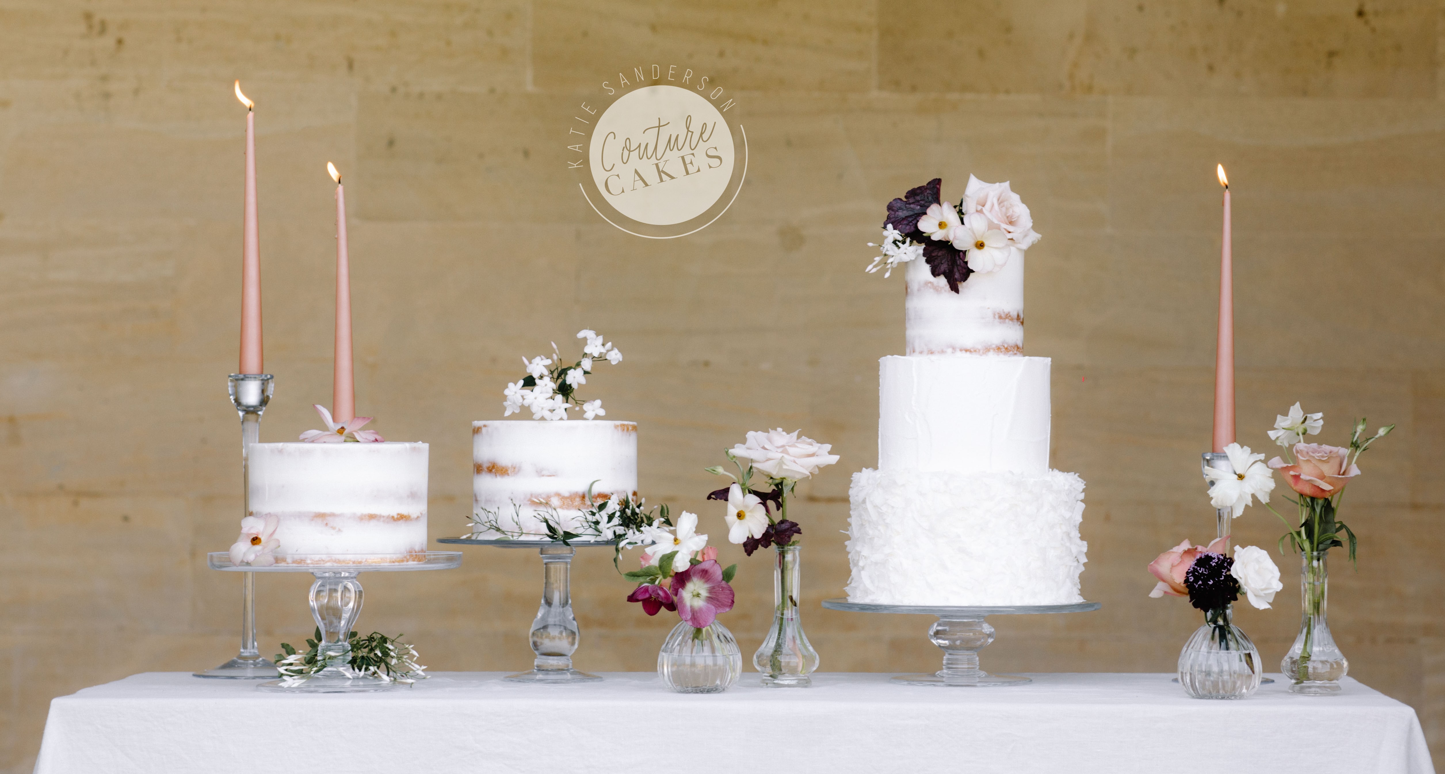 Main Cake serves 100 portions  £445, smaller cakes serve 40 portions each £85 each excl flowers