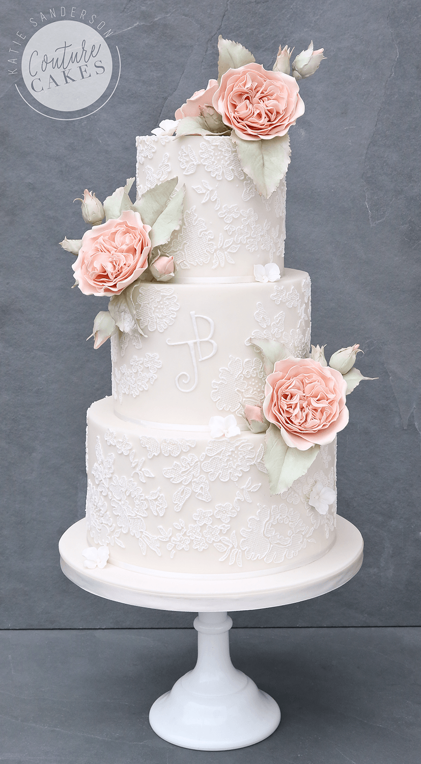 Lace Wedding Cake: Serves 100 portions, Price category D £649