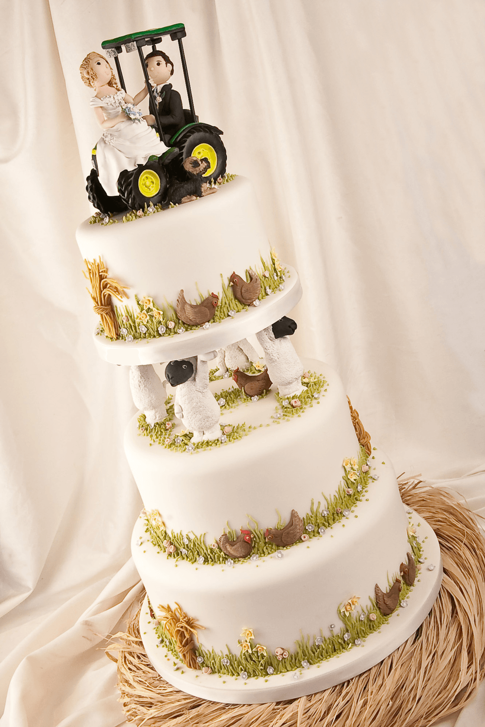 Farm Wedding Cake: Serves 135, Price category C £625 plus £POA for figurines
