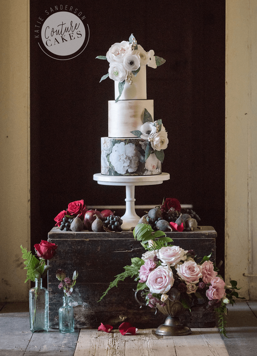 Floral Rock Wedding Cake: Serves 80 portions, Price category D £595. Photography by Sarah Vivienne.